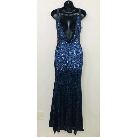 THEIA Evening Gown Navy Sequins Formal Prom Party Dress BHLDN, 0 - Picture 5 of 16